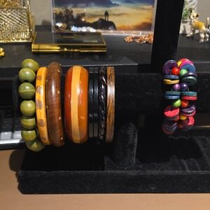 Source Unknown Multicolor & Olive Wood Men's Bracelet Set